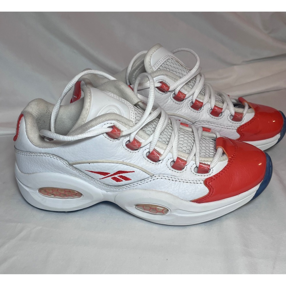 Reebok Question Low Basketball Shoes Kids Size 6 White Red Allen Iverson Retro